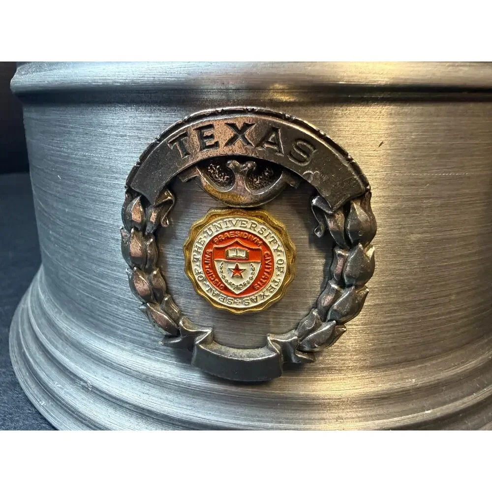 University of Texas UT Seymour Mann Pewtertone Stein Ice Bucket Bar Italy 1960s